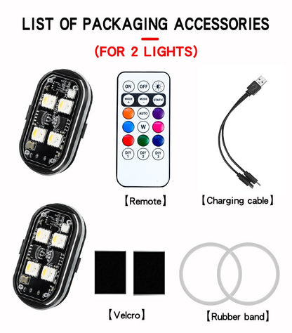 Luzes de advertência de helicóptero de aeronaves leves sem fio recarregáveis RGB LED Strobe Lights LED Flash Light