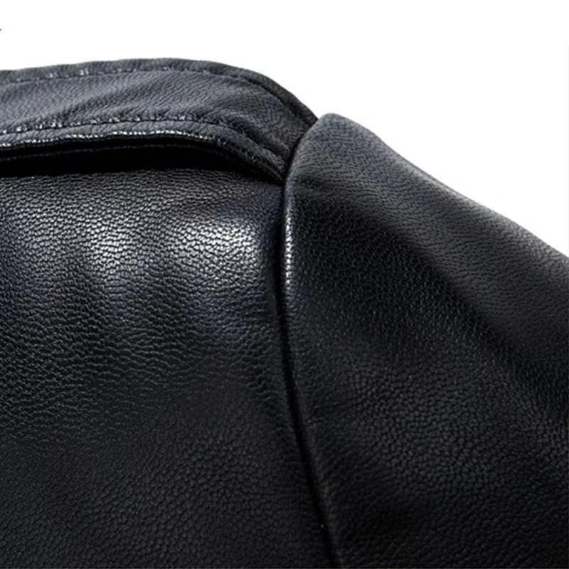 Fashion PU Leather Jacket Mid-length Fleece Thickened Windbreakers Suit Styles Large-sized Coats Overcoats Men's Slimming Trendy