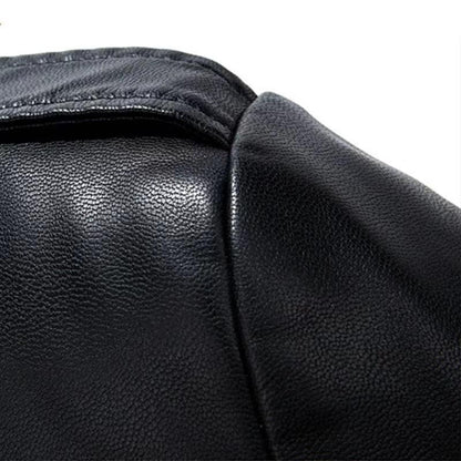 Fashion PU Leather Jacket Mid-length Fleece Thickened Windbreakers Suit Styles Large-sized Coats Overcoats Men's Slimming Trendy