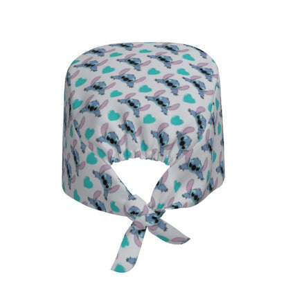 Custom Retro Cartoon Cleaning Working Cap Comfortable  Stitch Ohana Scrub Cap Surgicals Hat Nurse Scrubs Hat For Dentist