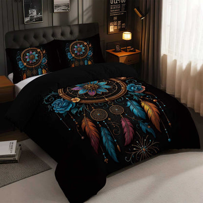 Jogo de cama estampado Boêmio 3 peças, 1*capa de edredom+2*fronha, adequado para quartos de casais e adultos