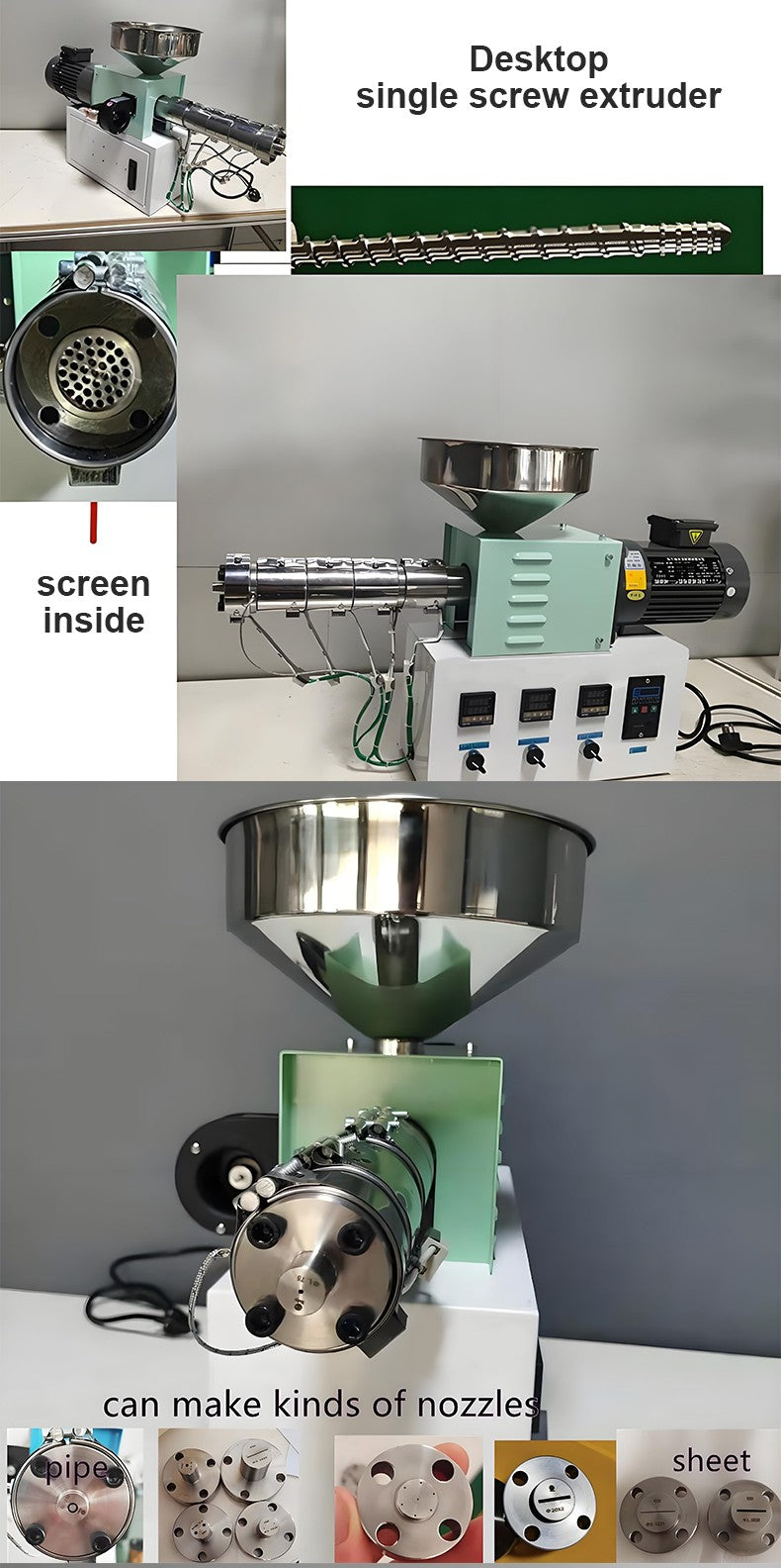 Extrusora de Rosca Única para Fabricação de Filamentos para Impressão 3D, Máquina de Extrusão de Consumíveis 3D para PEEK/TPU/TPE ABS PCL, Chapa Personalizada