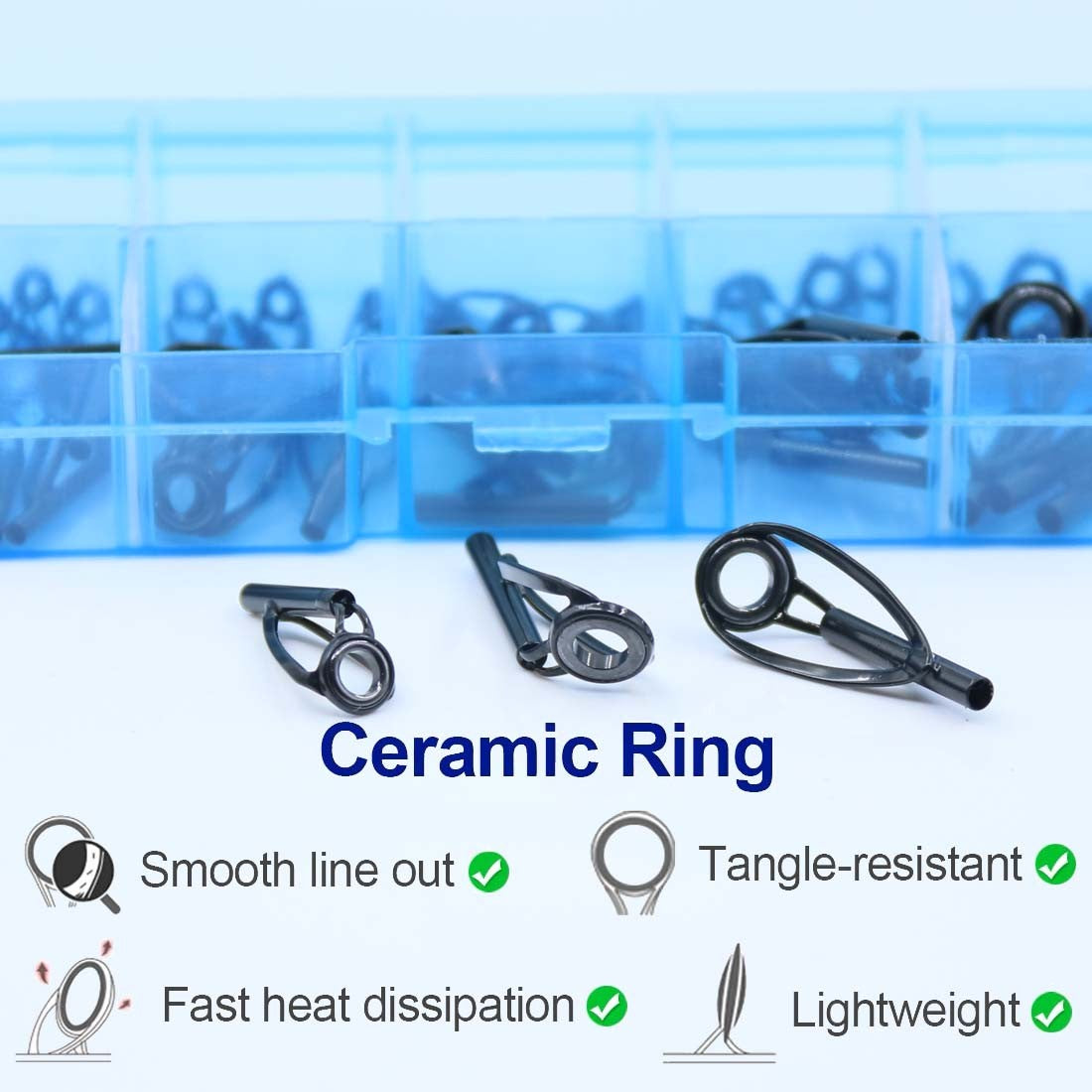 FishTrip Fishing Rod Guide Tip Repair Kit Black Top Tip Replacement 5-50pcs Stainless Steel Frame Ceramic Ring Building Repair