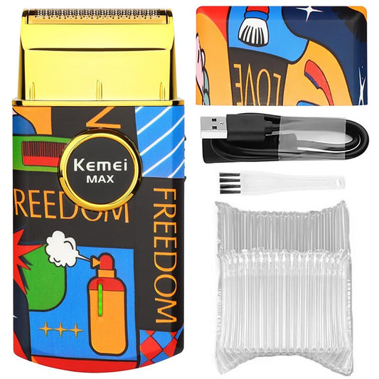 Kemei Single Blade Electric Shaver For Men Beard Stubble Wet Dry Electric Razor Washable Facial Shaving Machine Rechargeable Usb