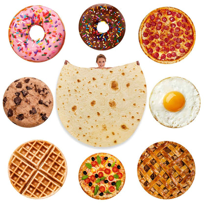 Cobertor de Tortilla Burritos Macio de Pelúcia Cobertores Decorativos de Comida para Cama Sofá Colcha Acampamento Piquenique Cobertor Quente de Inverno