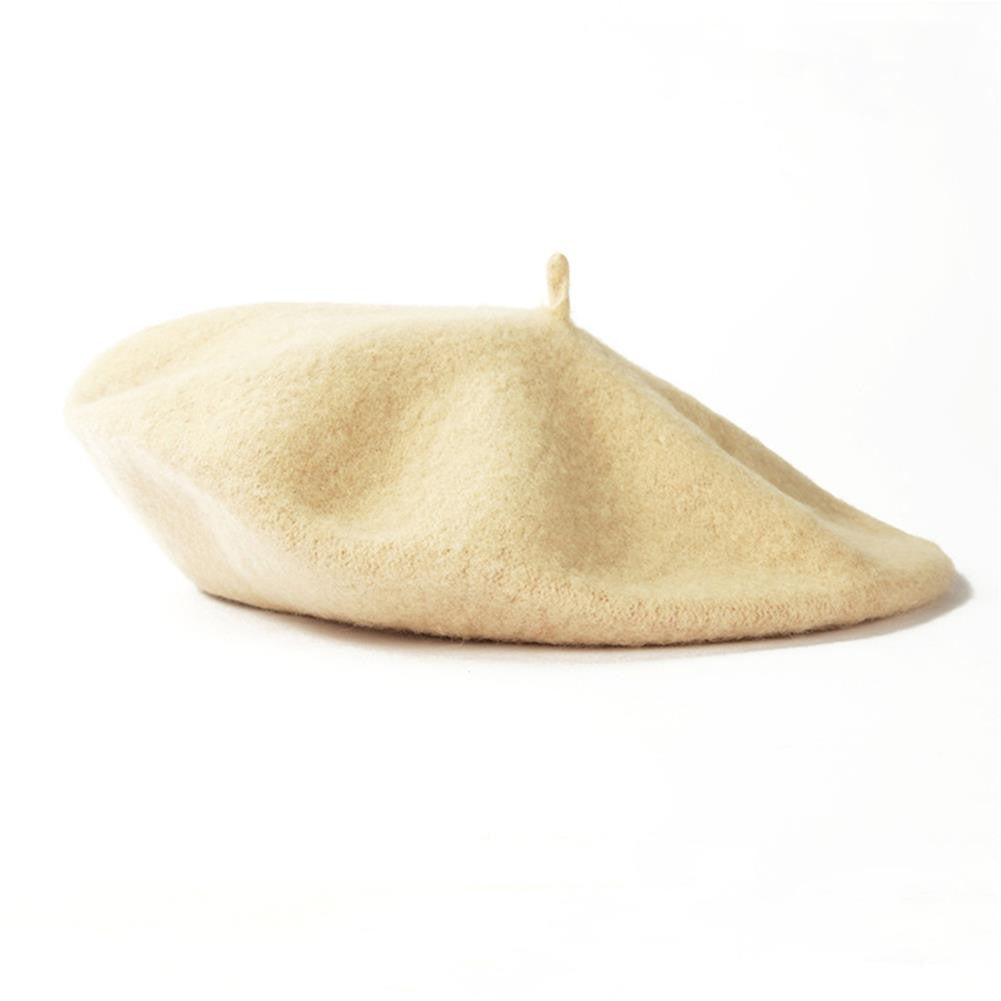 Women Girls Warm Wool Berets Hat Solid Color Retro Plain Cap All Matched Elegant French Artist Hat Lady Women Wool Berets
