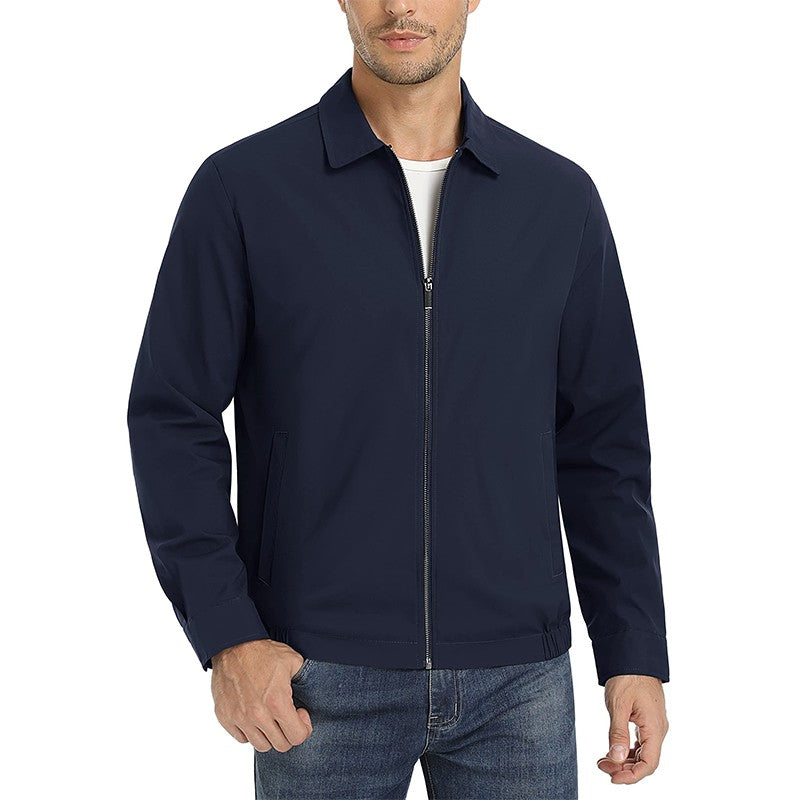 MAGCOMSEN Men's Zip-Front Golf Jacket Spring Summer Casual Jacket Solid Color Turn-down Collar Outerwear Hiking Fishing Travel