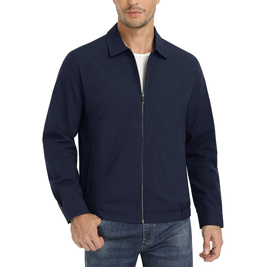 MAGCOMSEN Men's Zip-Front Golf Jacket Spring Summer Casual Jacket Solid Color Turn-down Collar Outerwear Hiking Fishing Travel