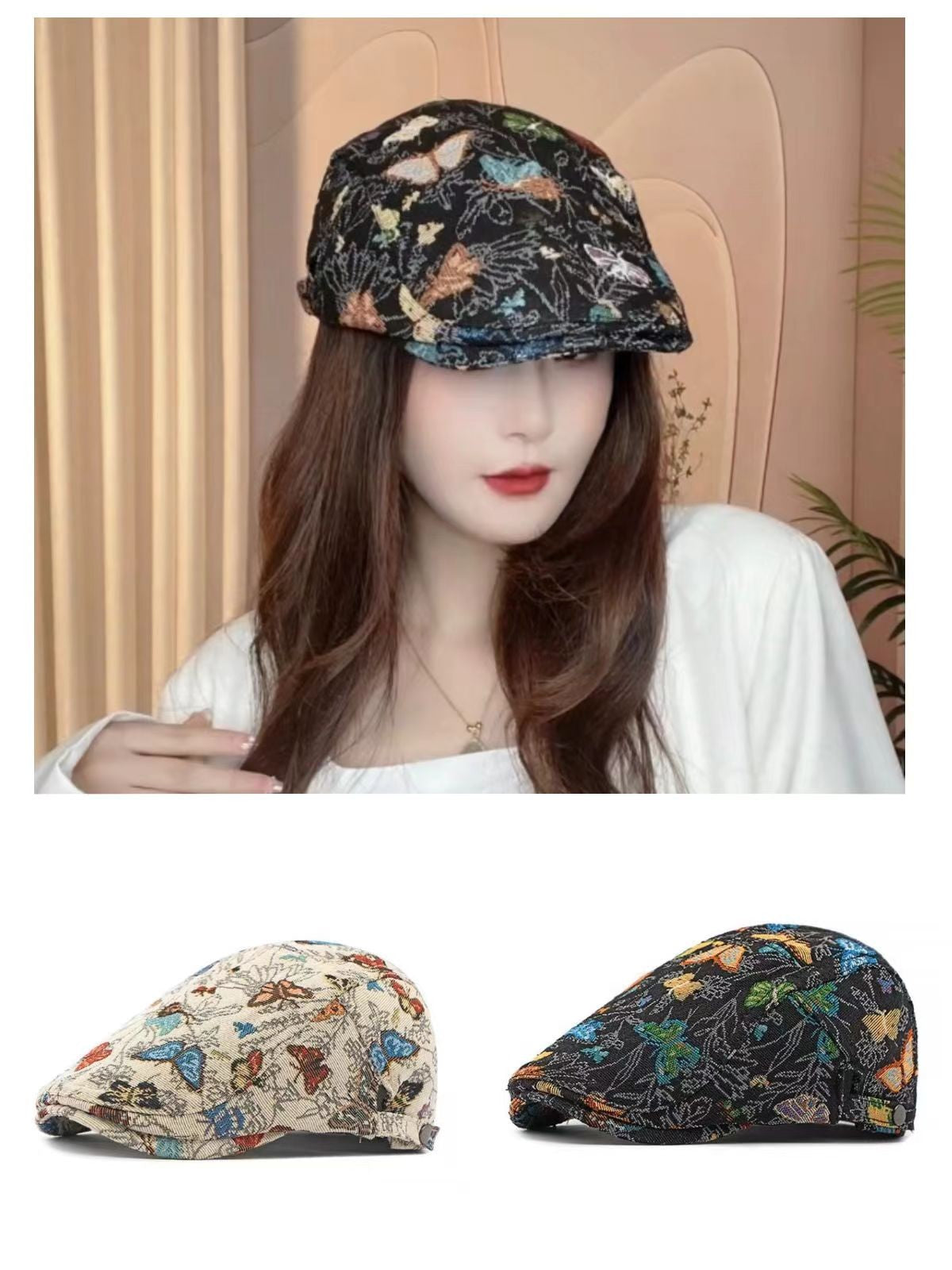Classic Peaky Blinders Berets Women Vintage Black Embroidery Cotton Caps Men Breathe Artist's Hat Summer Outdoor Hip Hop