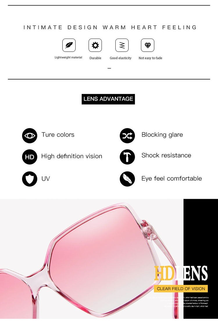 Higody Fashion Women Oversized Sunglasses Gradient Plastic Brand Designer Eyewear Female Sun Glasses UV400 Lentes De Sol Mujer