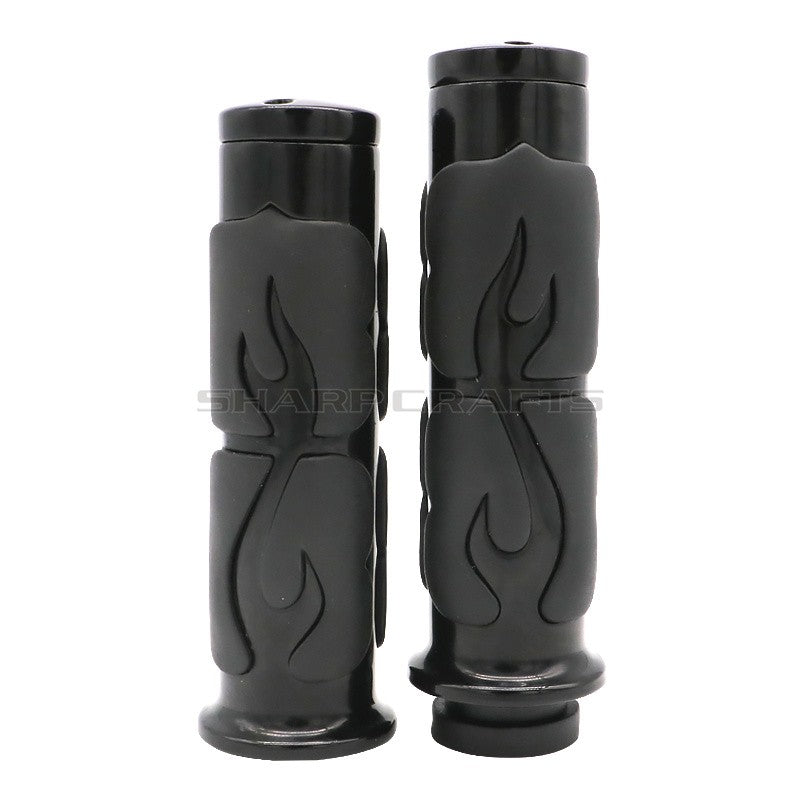 1" 25mm & 7/8'' 22mm Billet Rubber Flame Spike Hand Grips For Harley Honda Kawasaki Suzuki Yamaha  Bikes Cruiser Chopper Custom