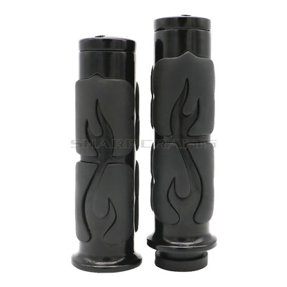 1" 25mm & 7/8'' 22mm Billet Rubber Flame Spike Hand Grips For Harley Honda Kawasaki Suzuki Yamaha  Bikes Cruiser Chopper Custom