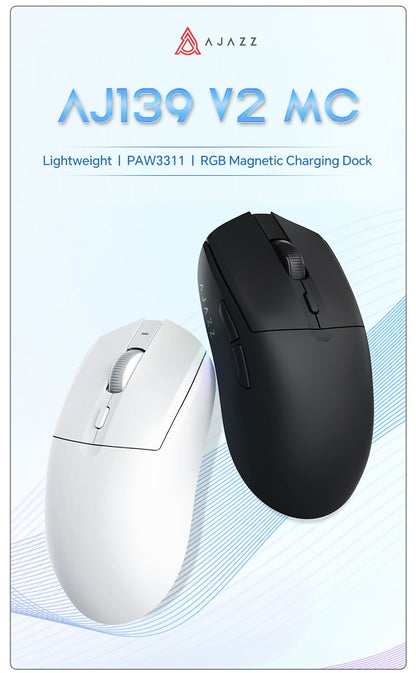 Mouse Gamer Sem Fio AJAZZ AJ139 V2 MC/AJ139 PRO Sensor PAW3311/PAW3395 12000DPI/26000DPI 500mAh Mouse Bluetooth Para PC