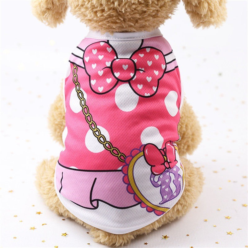 Roupas de cachorro de estimação Roupas de desenho animado Filhote de cachorro Coletes macios Camisa de verão Camiseta casual para pequenos animais de estimação