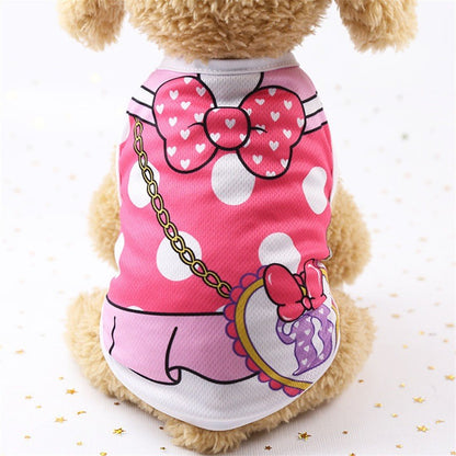 Roupas de cachorro de estimação Roupas de desenho animado Filhote de cachorro Coletes macios Camisa de verão Camiseta casual para pequenos animais de estimação