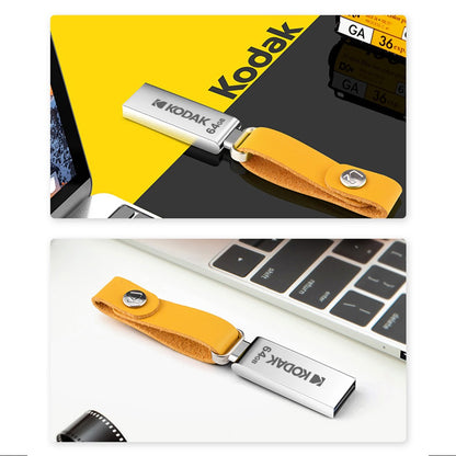 Pen Drive USB KODAK K122 de Metal 2.0 de Alta Velocidade 32GB/64GB/128GB Mini U-Disk Memory Stick com Alça para PC e Carros