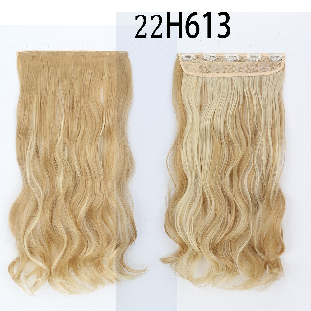 Apliques de Cabelo Sintético Liso Comprido de 5 Clipes 22'' Fibra de Alta Resistência ao Calor Preto Castanho Loiro