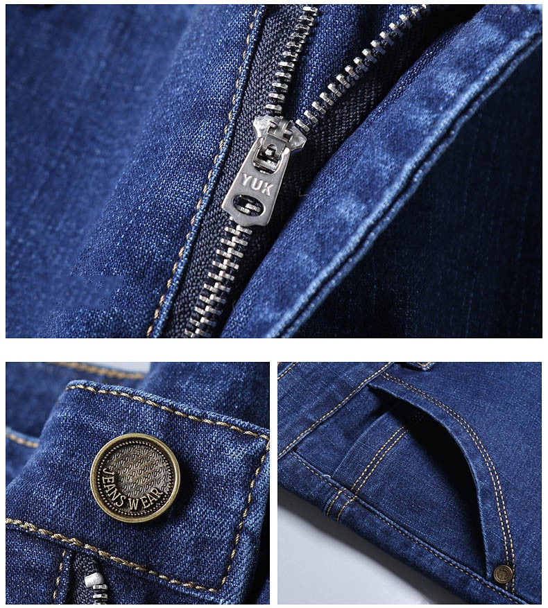 2025New Business Men's Jeans Casual Straight Stretch Fashion Classic Blue Black Work Denim Trousers Male Brand Clothing