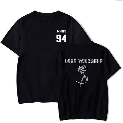 2025 Summer BTS LOVE YOURSELF Tear T-shirt Short-sleeved Casual Fan Top for Both Men and Women
