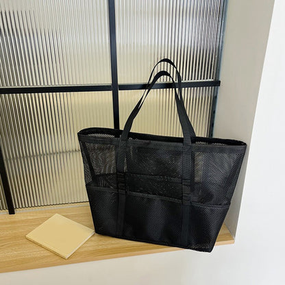 Foldable Lightweight Beach Bags Large Capacity Grocery Produce Tote Bag Beach Shoulder Bag Women's Casual Shopping Bags