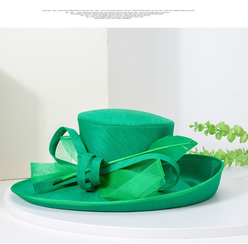 Fashion Luxury Feather Tea Party Church Photography Hat Elegant Flower Female Wide Brim Banquet Fascinator Wedding Formal Hats