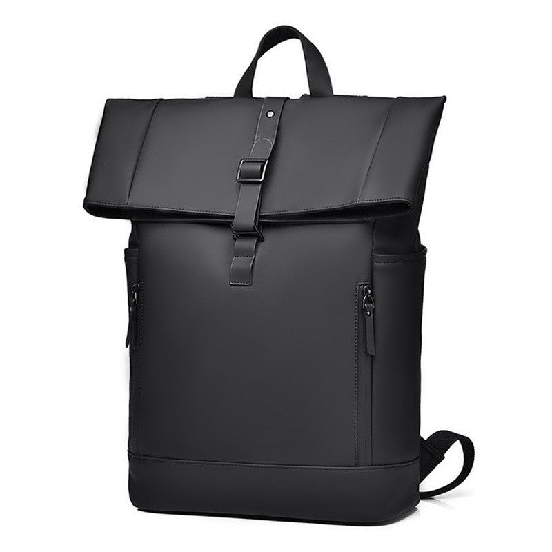 Black Fashion Roll Top Computer Bag Laptop Travel Business Waterproof Large Capacity Backpack Teenager School Bag ?? Mochila