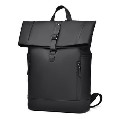 Black Fashion Roll Top Computer Bag Laptop Travel Business Waterproof Large Capacity Backpack Teenager School Bag ?? Mochila