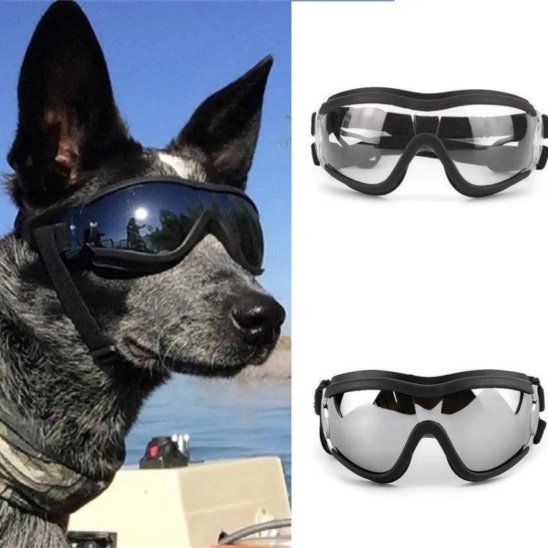 Óculos transparentes para cães de estimação à prova d'água, à prova de vento, protetor solar, resistente a raios UV para cães grandes