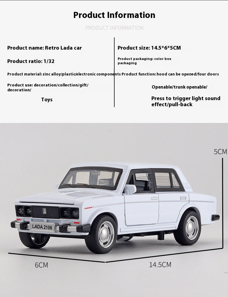 1:32 LADA 2106 Liga Clássica Modelo de Carro de Brinquedo de Metal Fundido Som e Luz Puxar para Trás Brinquedo Infantil Miniatura Modelo de Veículo Presente para Crianças