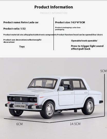 1:32 LADA 2106 Liga Clássica Modelo de Carro de Brinquedo de Metal Fundido Som e Luz Puxar para Trás Brinquedo Infantil Miniatura Modelo de Veículo Presente para Crianças