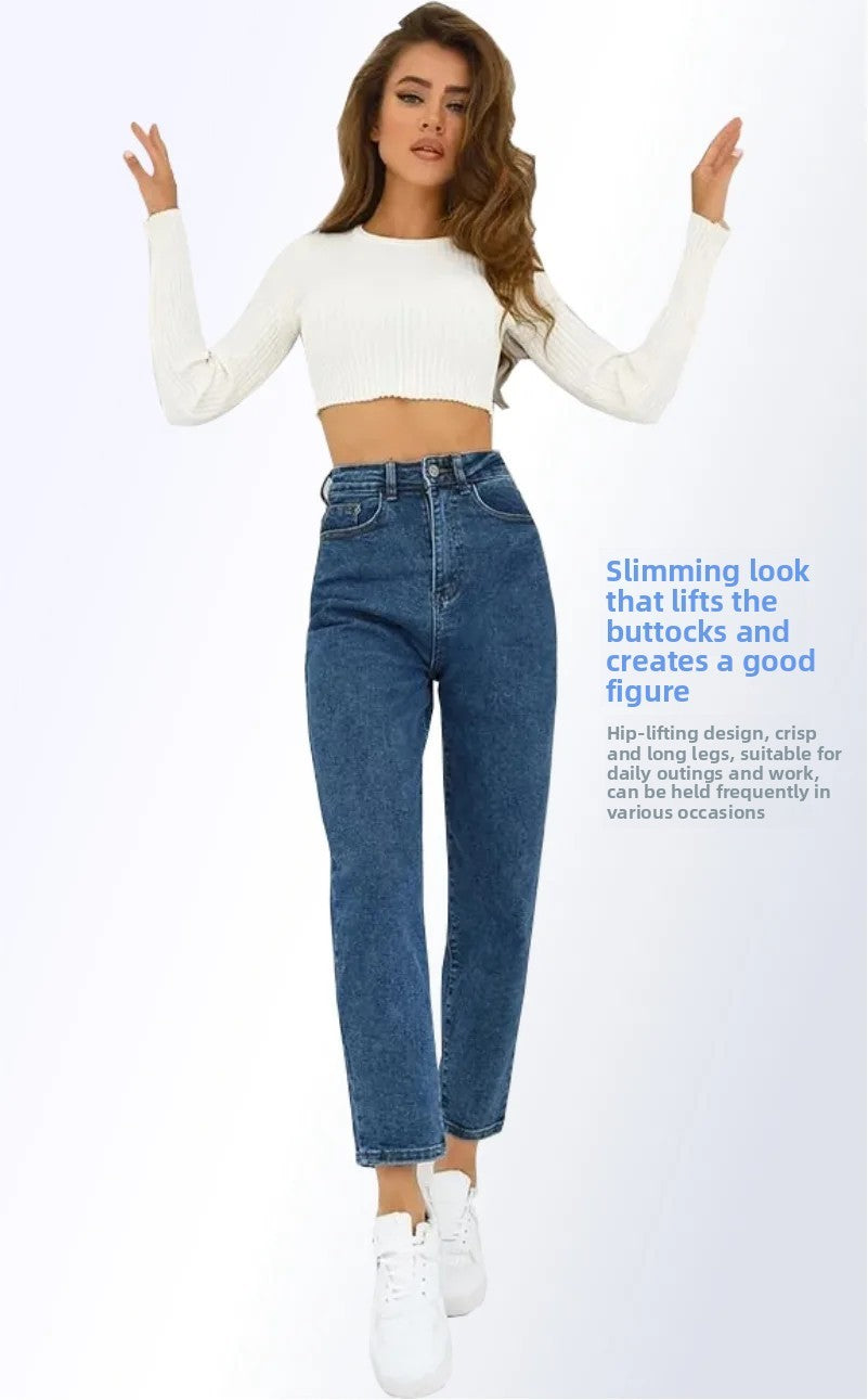 Women's High Waist Straight Leg Jeans Summer Breathable Loose Fit Versatile Comfortable Long Pants Commute Casual Style