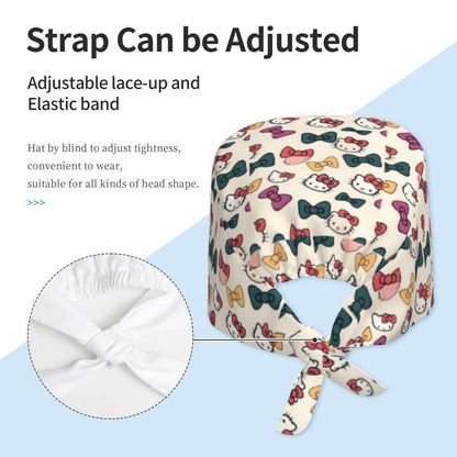 Custom Hello Kitty Medical Staff Scrubs Hat Women Men Cartoon Chara For Chef Hat Scrub Caps