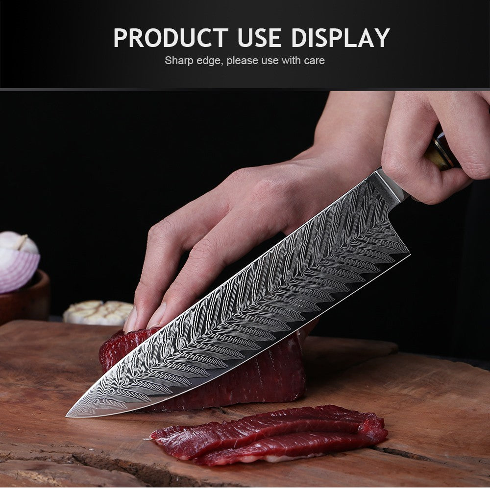 Conjunto de Facas de Cozinha XITUO Luxury Damascus Japonesas Chef Santoku Faca Cutelo Descascar Faca de Pão Cabo de Resina Sintética Destaque