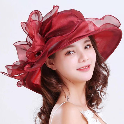1 Chapéu Feminino De Organza Com Babados E Aba Larga Chapéu De Sol De Verão Para Noivas Estilo Europeu E Americano Chapéu Requintado Para Festas E Praia
