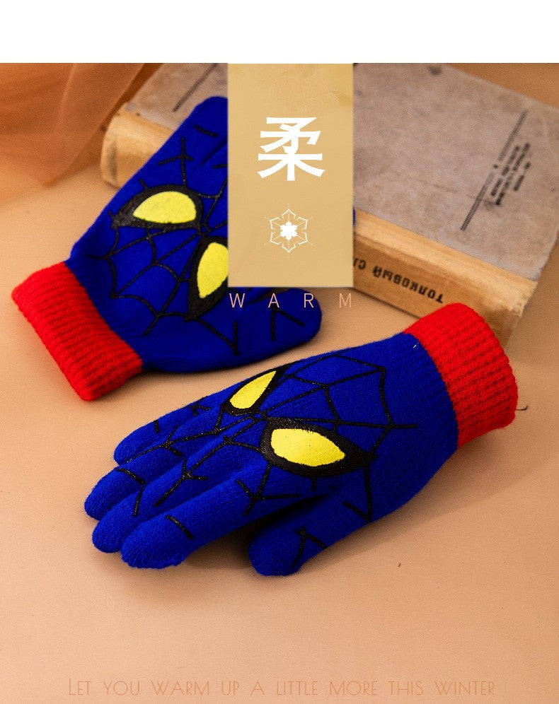 Luvas Quentes Infantis de Inverno Homem-Aranha Marvel Luvas de Malha Desenho Animado Anime Marvel Decoração Fofa Presentes de Natal para Crianças Em Estoque