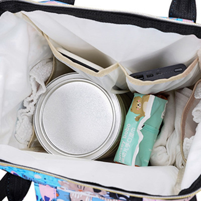 Large Capacity Mommy Bottle Insulated Storage Bag Diaper Storage Bag Cartoon Fashion Backpack Large Capacity Travel Bag New