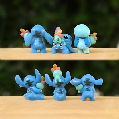 6 Peças Lilo & Stitch Desenho Animado Modelo de Boneco Coleção Anime Enfeite de Mesa Decoração de Bolo de Aniversário Brinquedos Infantis Presentes