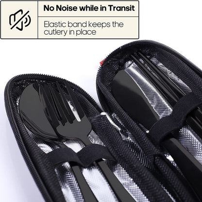 5Pcs Stainless Steel Dinnerware Set Tableware Spoon Fork Knife Chopsticks Kit with Storage Bag Kitchen Household Cutlery Set