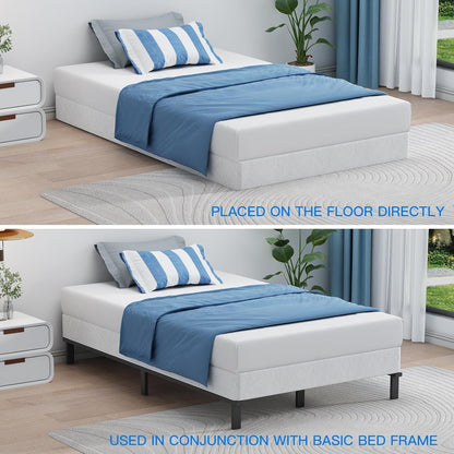 Box Spring de Casal 5 Polegadas para Cama de Solteiro, Suporte de Colchão de Metal para 3000 lbs com Capa de Tecido de Fácil Limpeza