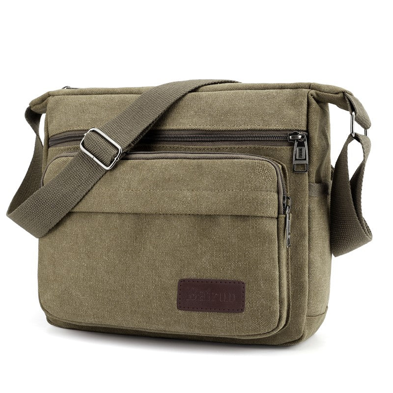 1 men's retro canvas crossbody bag, casual travel shoulder bag, outdoor sports shoulder bag with adjustable shoulder strap