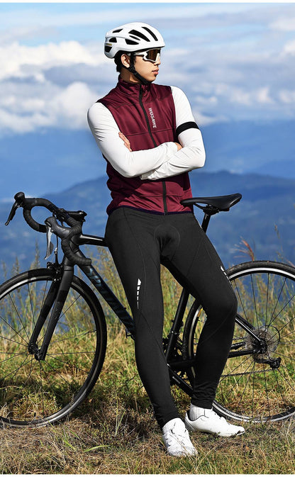 WOSAWE Cycling Jersey Set Winter Spring Vest Pants Sleeveless MTB Bicycle Clothing Warm Bike Jackets Thermal Fleece Suit