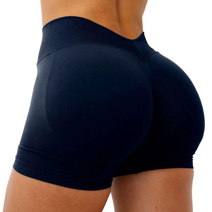 Women Seamless Yoga Shorts Fitness Scrunch Butt Gym Shorts Booty Running Training V Waist Sports Shorts Workout Short Leggings