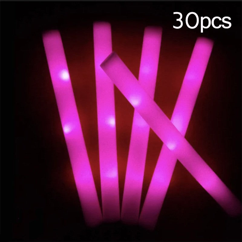 15/30Pcs LED Glow Sticks Bulk Colorful RGB Glow Foam Stick Cheer Tube Dark Light for Xmas Birthday Wedding Party Supplies