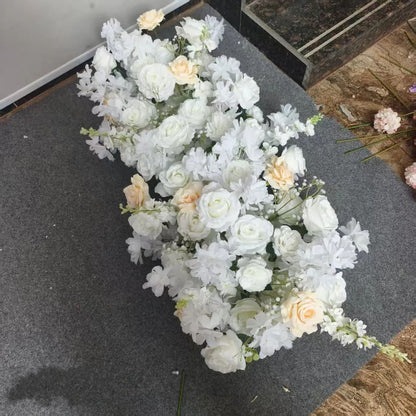 Luxury Artificial Flower Row Wedding Decoration Long Flower Runner Hang Flower Row Floral Backdrop Props Outdoor Party Decor