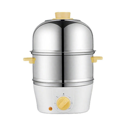 Panela Elétrica Multifuncional de Aço Inoxidável com Camada Dupla para Cozinhar Ovos – Vaporizador, Cozedor e Preparador de Café da Manhã, Eletrodoméstico Mini para Cozinha