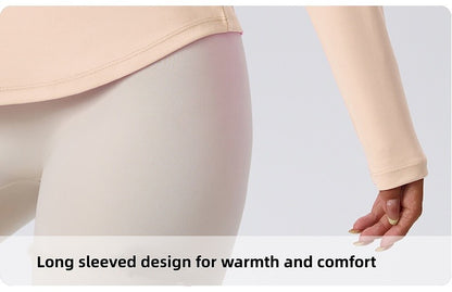 Naked Spring and Autumn Round Neck Fitness Yoga Clothing, Slimming and Slimming Base, Sports Top, Pilates Long Sleeve, Female