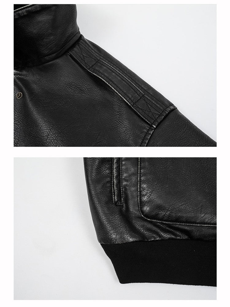 Mauroicardi Spring Cool Handsome Oversized Vintage Distressed Black Pu Leather Jacket Men Pockets Luxury Designer Clothes 2024