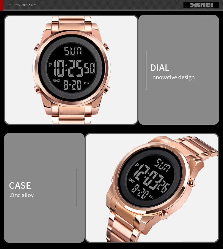 SKMEI Luxury Waterproof Watch for Men Stainless Steel Electronic Sports Digital Mens Wristwatches Man Clock Reloj Masculino 1611