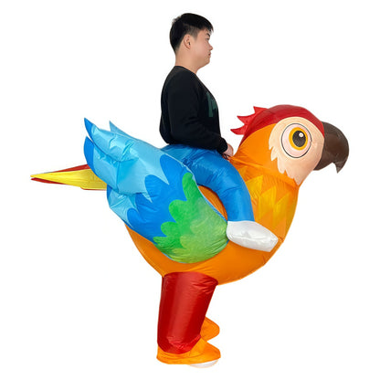 Halloween Character Inflatable Costume Colorful Parrot Multi-Color Cow Costume Props, Holiday Party Cosplay
