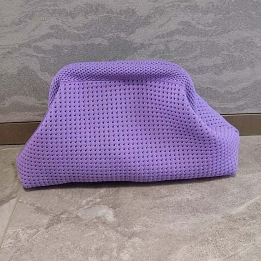 Summer Beach Clutch Bag Solid Color Small Crochet Handbag Knitting Dumpling Clutch for Women Casual Hollow Out Pouch
